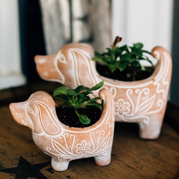 Ten Thousand Villages Other - Large Terracotta Dog Planter